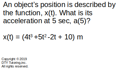 Finding acceleration at a certain time given position function